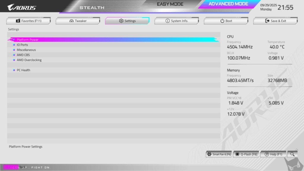 GIGABYTE X870 AORUS STEALTH ICE Review 61 X870 AORUS Stealth ICE BIOS 6