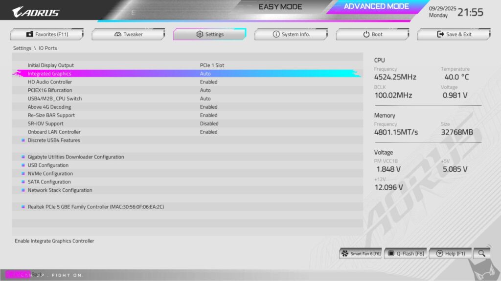GIGABYTE X870 AORUS STEALTH ICE Review 62 X870 AORUS Stealth ICE BIOS 7