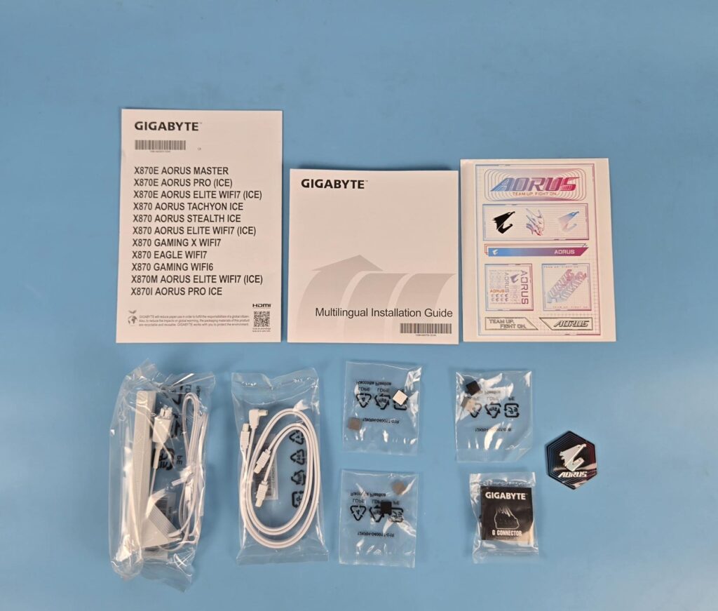 GIGABYTE X870 AORUS STEALTH ICE Review 2 X870 AORUS Stealth ICE Box Contents
