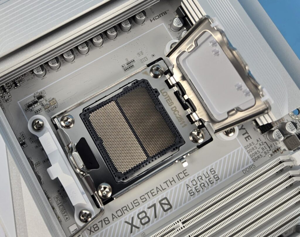 GIGABYTE X870 AORUS STEALTH ICE Review 11 X870 AORUS Stealth ICE CPU Socket