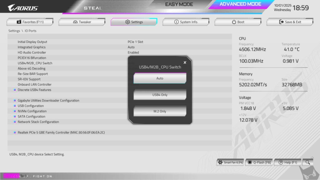 GIGABYTE X870 AORUS STEALTH ICE Review 79 X870 AORUS Stealth ICE Storage BIOS 1