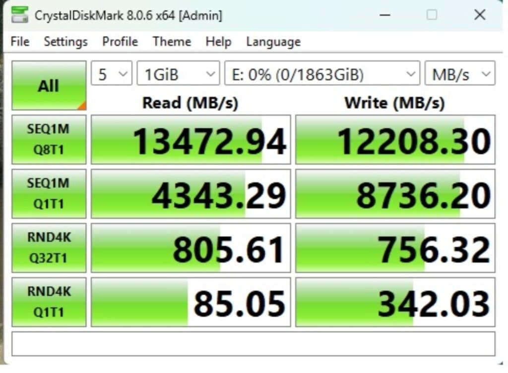 GIGABYTE X870 AORUS STEALTH ICE Review 82 X870 AORUS Stealth ICE Storage Benchmarks CrystalDiskMark PCIe Gen5 NVMe Drive