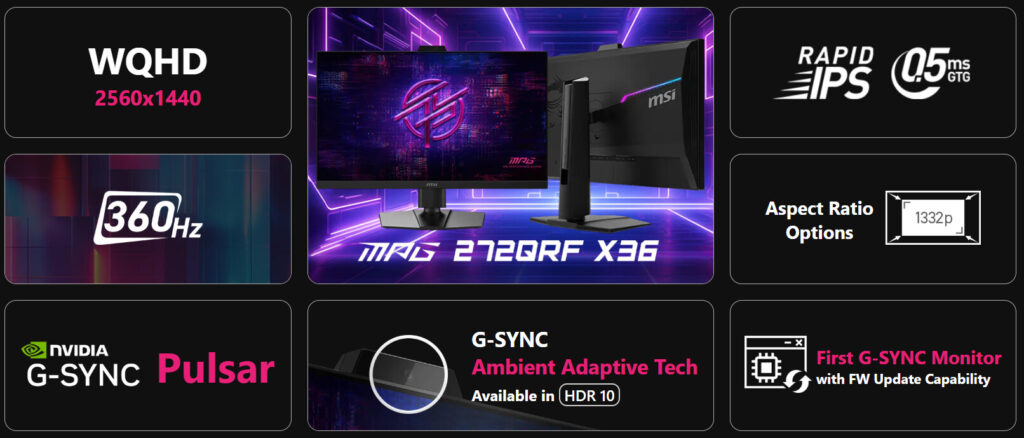 MSI launches powerful MPG 272QRF X36 gaming monitor for esports 4 MSI MPG 272QRF X36 gaming monitor 2