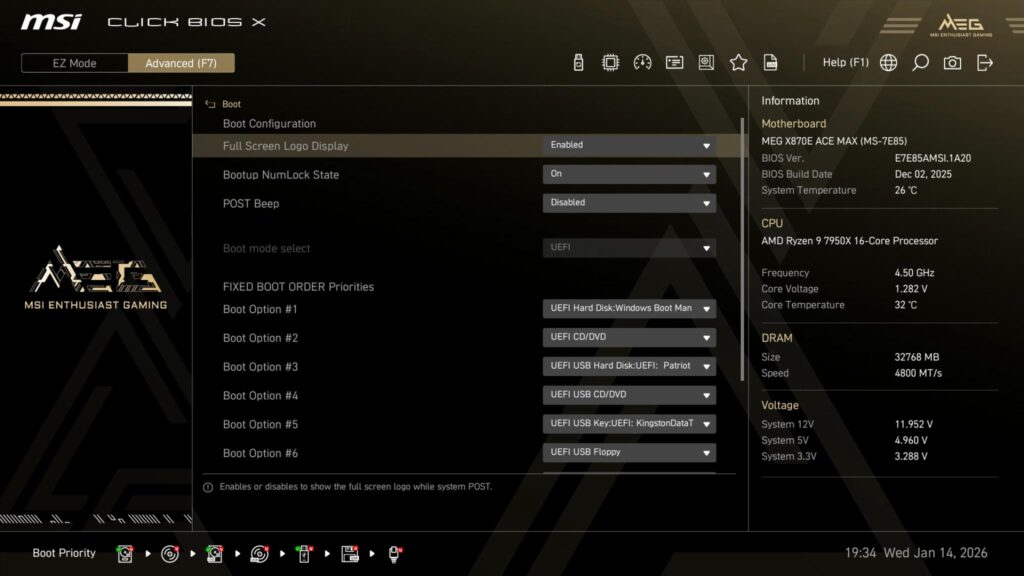 MSI MEG X870E ACE MAX - A Power Horse Unleashed 56 MSI X870E ACE MAX BIOS Boot