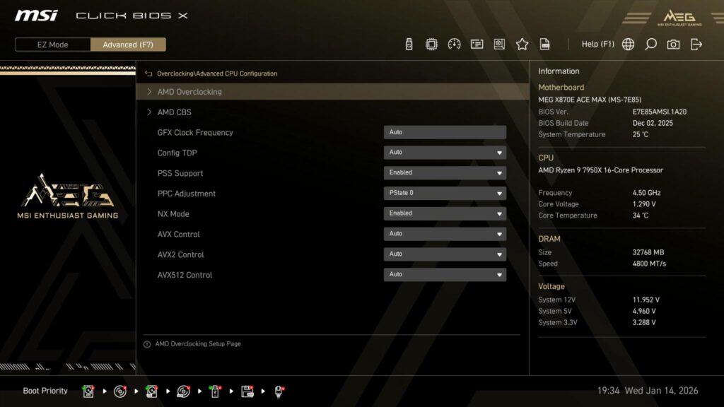 MSI MEG X870E ACE MAX - A Power Horse Unleashed 57 MSI X870E ACE MAX BIOS CPU Configuration