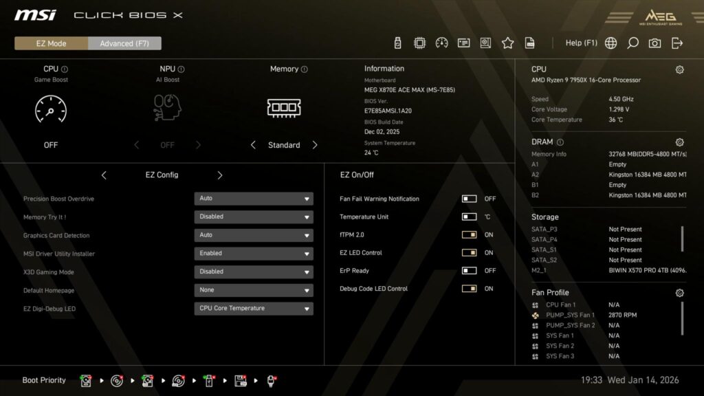 MSI MEG X870E ACE MAX - A Power Horse Unleashed 58 MSI X870E ACE MAX BIOS EZ Mode