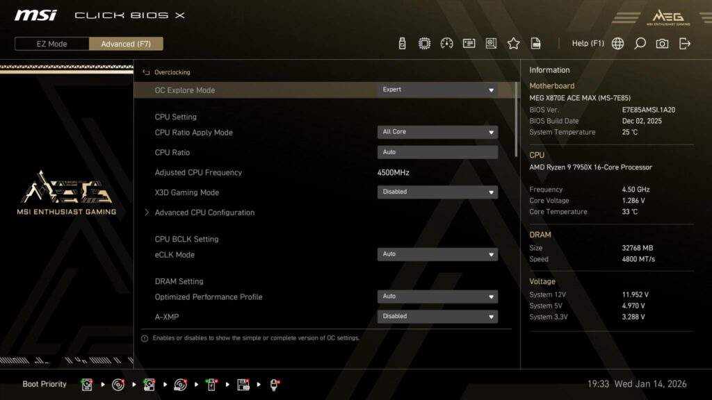 MSI MEG X870E ACE MAX - A Power Horse Unleashed 61 MSI X870E ACE MAX BIOS Overclocking 1