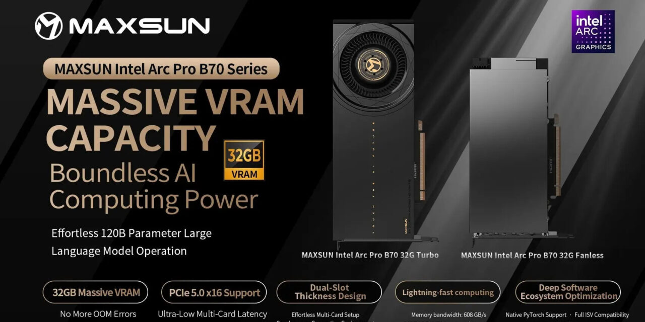 Maxsun launches powerful Arc Pro B70 graphics cards with 32GB memory