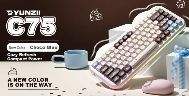 YUNZII brings a fresh and stylish choco blue C75 cake keyboard