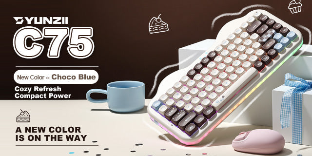 YUNZII brings a fresh and stylish choco blue C75 cake keyboard