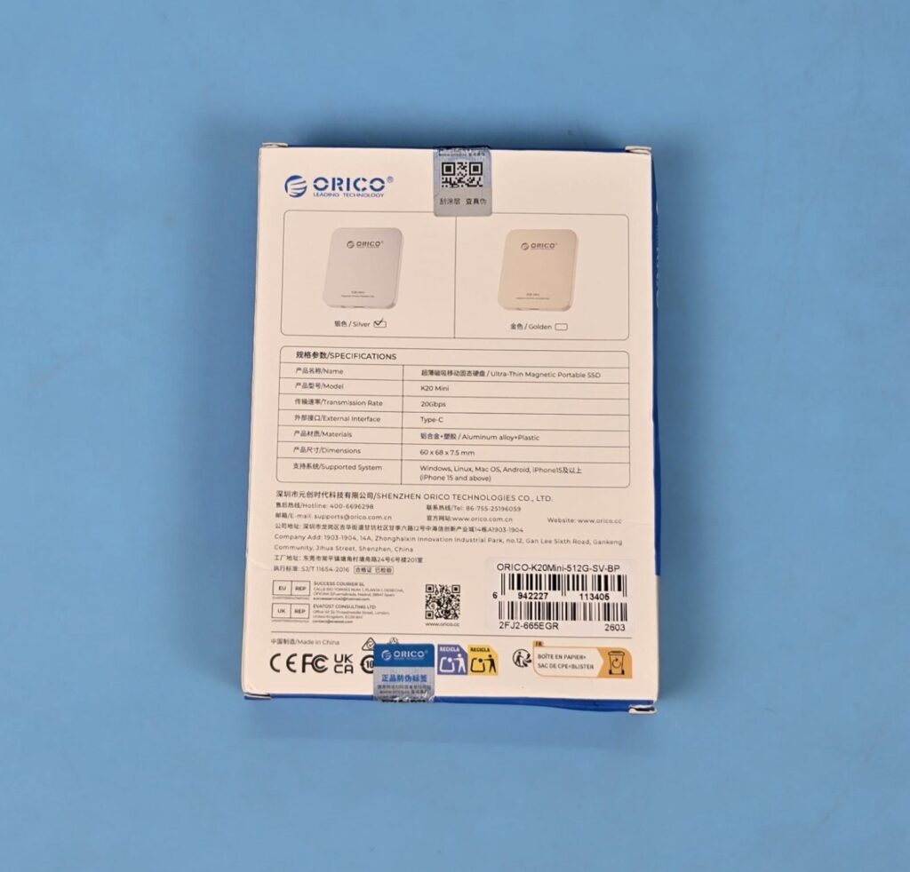 Orico K20 Mini Drive Review: Impressive Speeds in Small Form 2 Orico K20 Mini Packing Box 2
