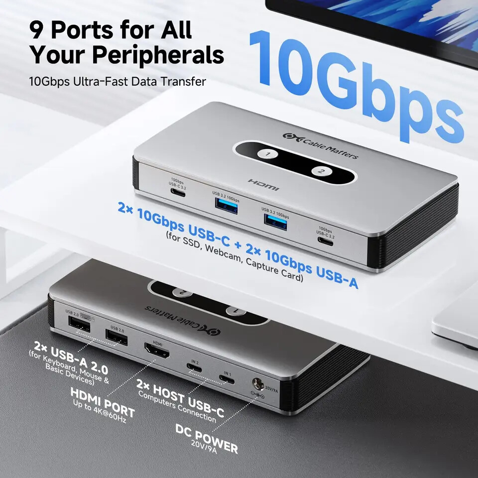 Cable Matters Launches New USB C KVM Switch for Dual Laptop Setups 2 Cable Matters USB C KVM Switch 4
