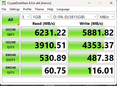 ORICO X50 Pro Thunderbolt80G Enclosure Review 29 Orico X50 Pro Thunderbolt 5 Enclosure Crystal Disk Mark