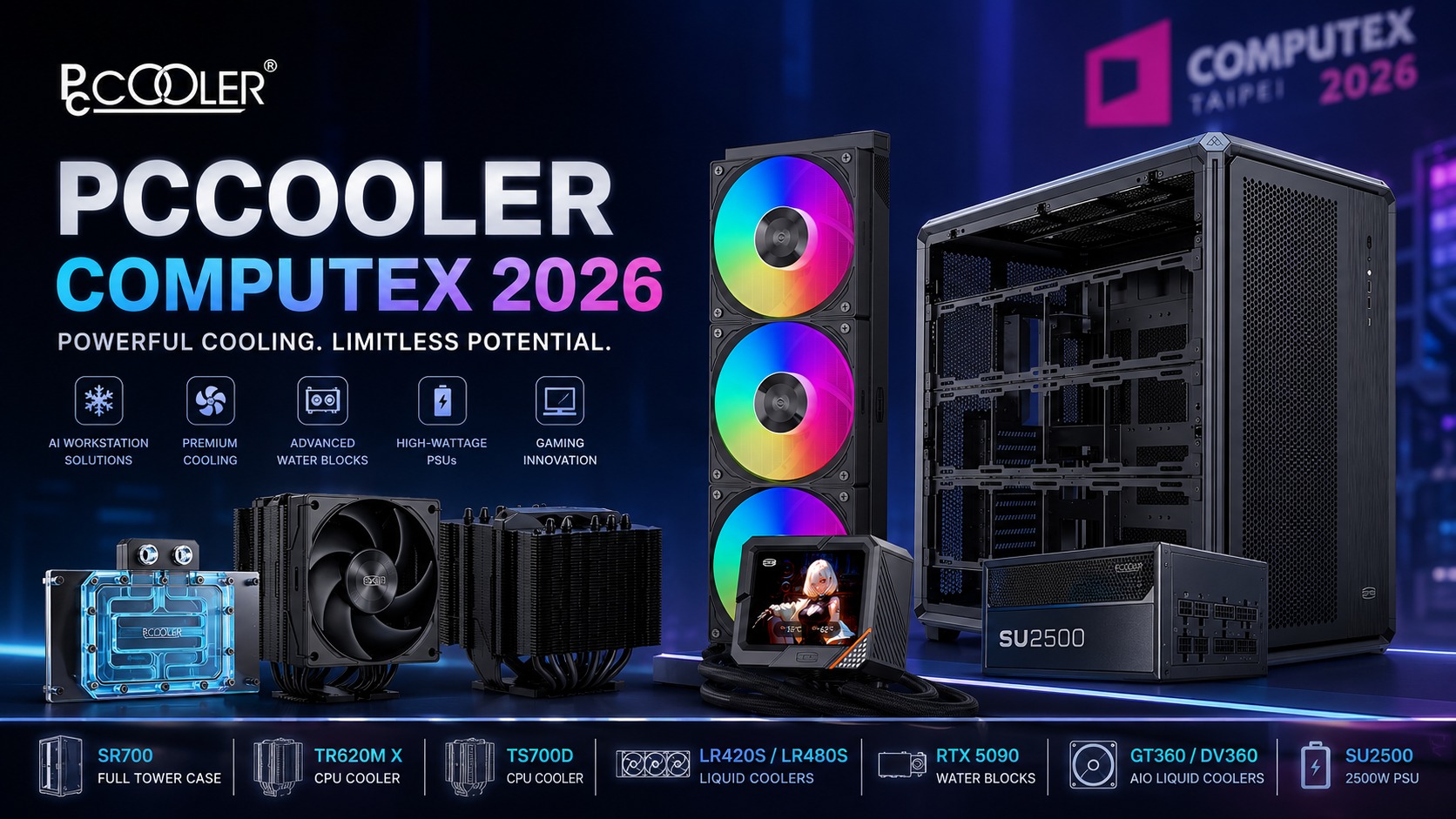 PCCooler Computex 2026 showcase brings powerful AI and gaming hardware