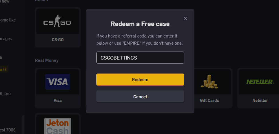 CSGOEmpire Referral Code "CSGOBETTINGS" - Get Free Coins 6 image 1
